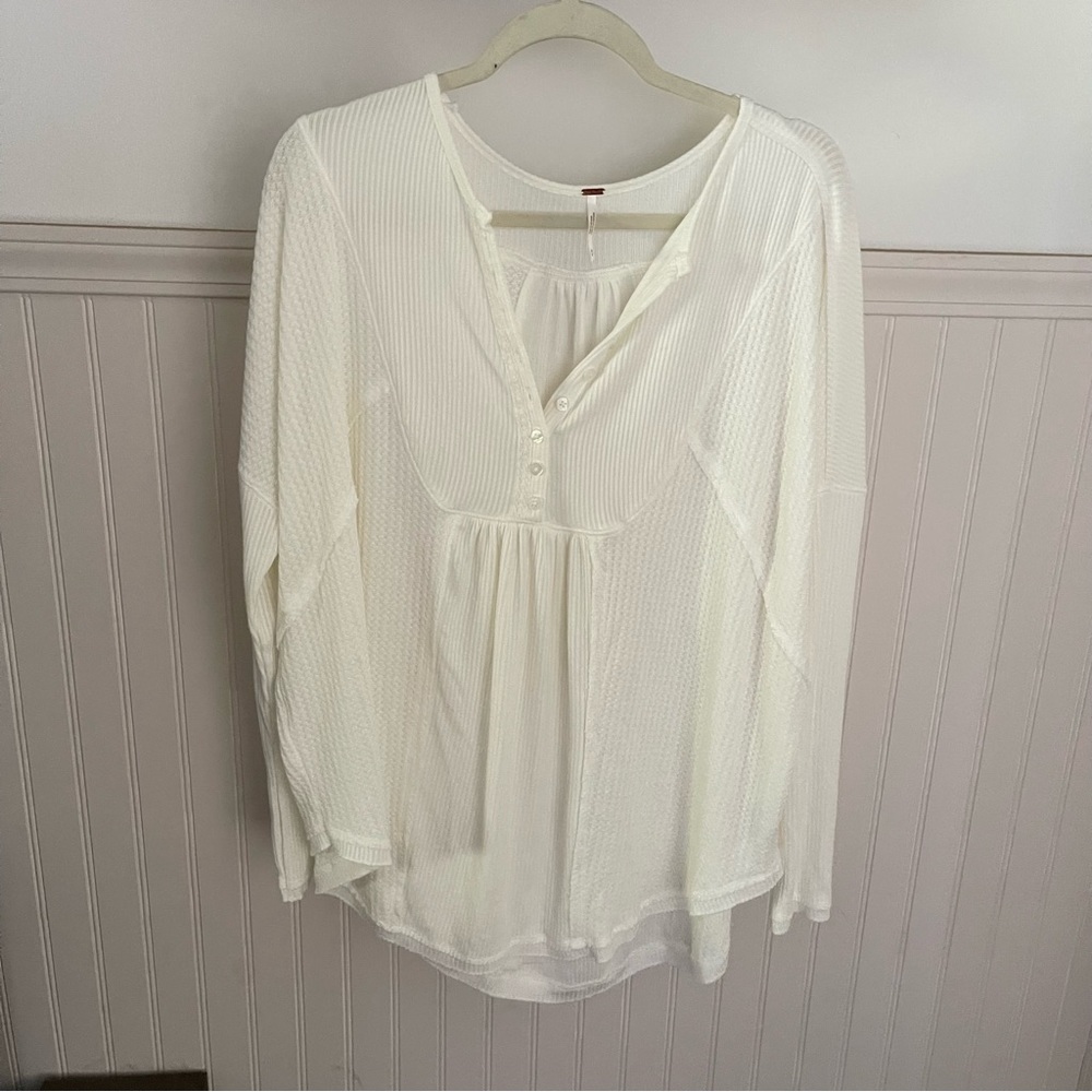 Free People White Leo Henley